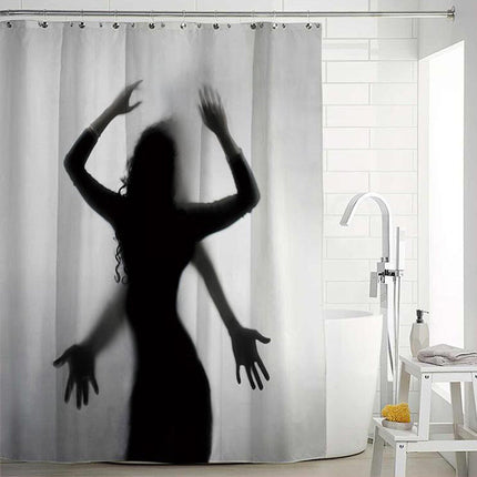Zasłona prysznicowa z cieniem postaci