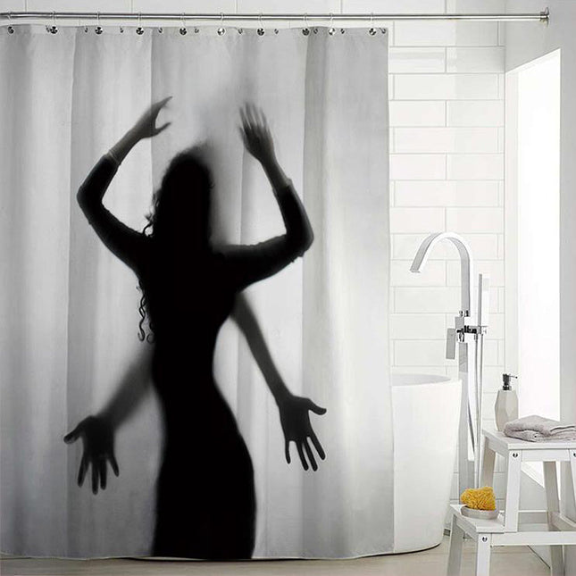 Zasłona prysznicowa z cieniem postaci