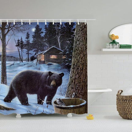 Zasłona prysznicowa z brązowym niedźwiedziem