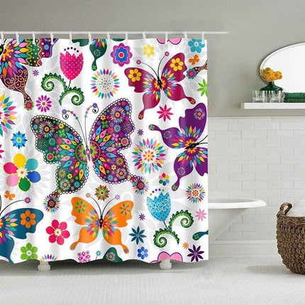 Zasłona prysznicowa w kwieciste motyle