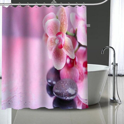 Lawendowa zasłona prysznicowa z orchideą
