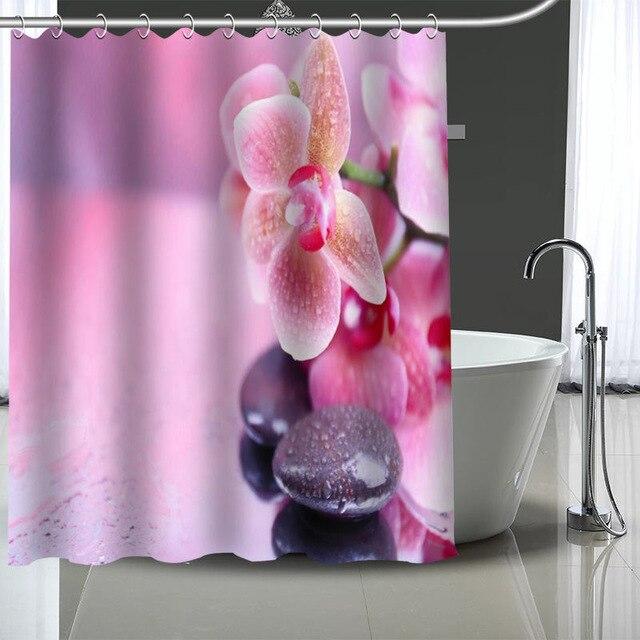 Lawendowa zasłona prysznicowa z orchideą