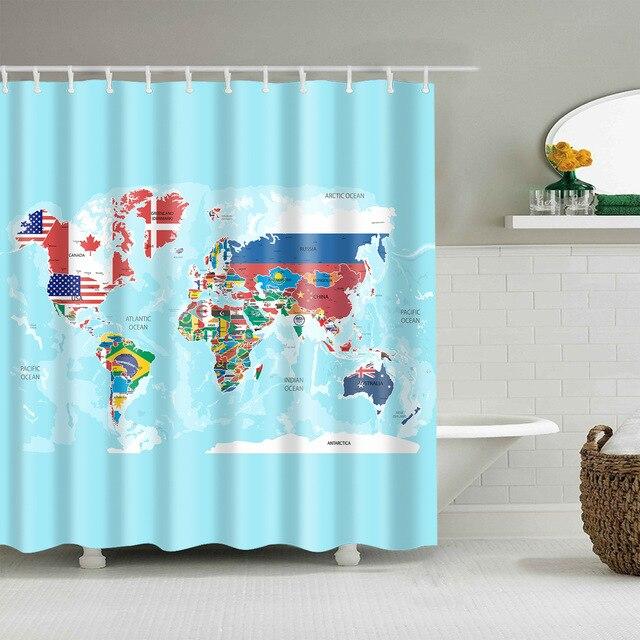 Zasłona prysznicowa z mapą świata