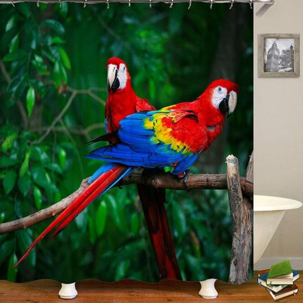 Zasłona prysznicowa z kolorowymi papugami Ara