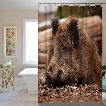 Leśna zasłona prysznicowa z dzikiem