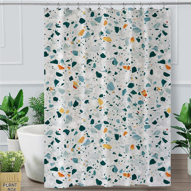 Nowoczesna zasłona prysznicowa we wzór terazzo