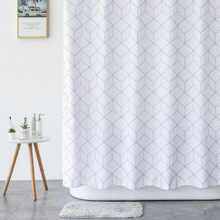 Biała zasłona z geometrycznym wzorem