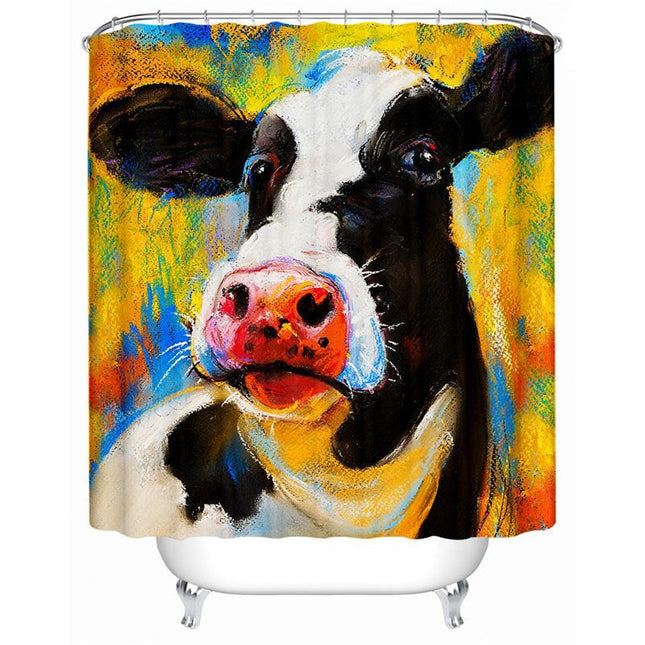 Zasłona prysznicowa z kolorową krową