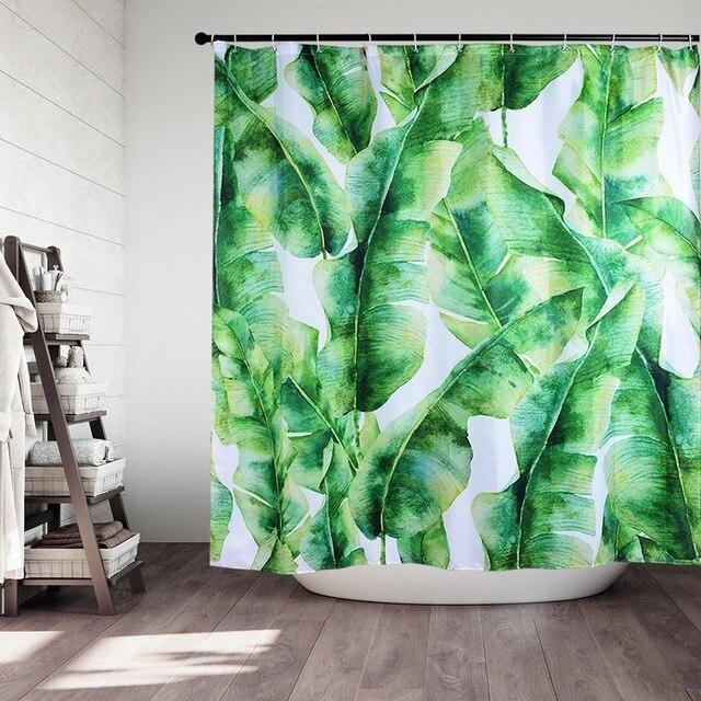 Zasłona prysznicowa w duże liście bananowca
